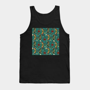 Turquiose Moth and Snake Pattern Tank Top